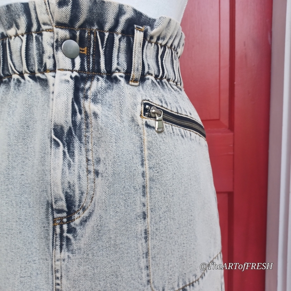 Sea New York Blue Gray Acid Washed Mini Skirt Casual - Picture 9 of 16